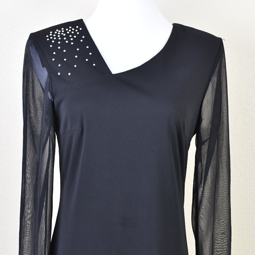 Frank Lyman Long Sleeve Formal Black Dress Gown - 10 - Picture 2 of 11